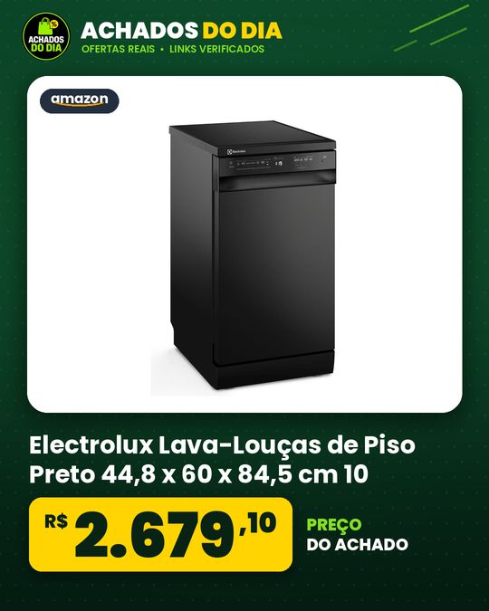Electrolux Lava-Louças de Piso Preto 44,8 x 60 x 84,5 cm 10 Serviços com Programa Lava e Seca Higienização a 70°C