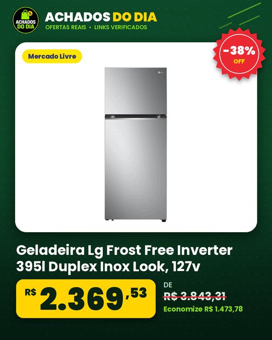 Geladeira Lg Frost Free Inverter 395l Duplex Inox Look - 127v
