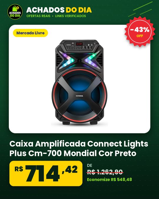 Caixa Amplificada Connect Lights Plus Cm-700 Mondial Cor Preto