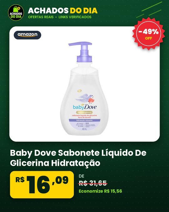 Baby Dove Sabonete Líquido De Glicerina Hidratação Relaxante Hora De Dormir Frasco 400 Ml