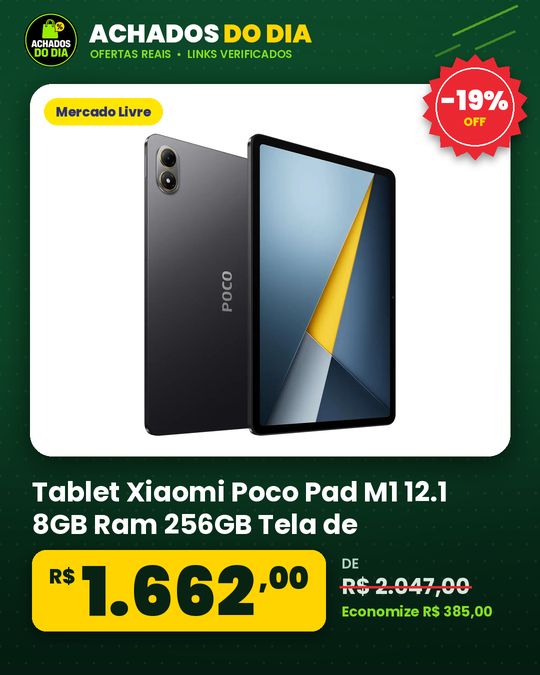 Tablet Xiaomi Poco Pad M1 12.1 8GB Ram 256GB Tela de memória 2.5k 120hz Hyperos 2 Cor cinza escuro