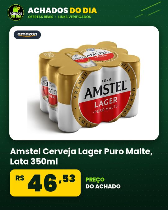 Amstel Cerveja Lager Puro Malte, Lata 350ml, Pack 12 Unidades