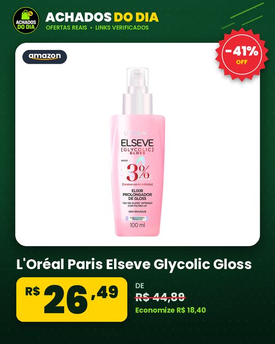L'Oréal Paris Elseve Glycolic Gloss, Sérum Finalizador Antiporosidade 100ml