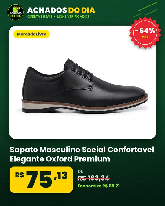 Sapato Masculino Social Confortavel Elegante Oxford Premium