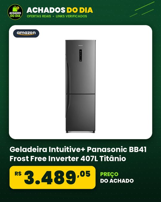 Geladeira Intuitive+ Panasonic BB41 Frost Free Inverter 407L Titânio - NR-BB41PV2T 127V