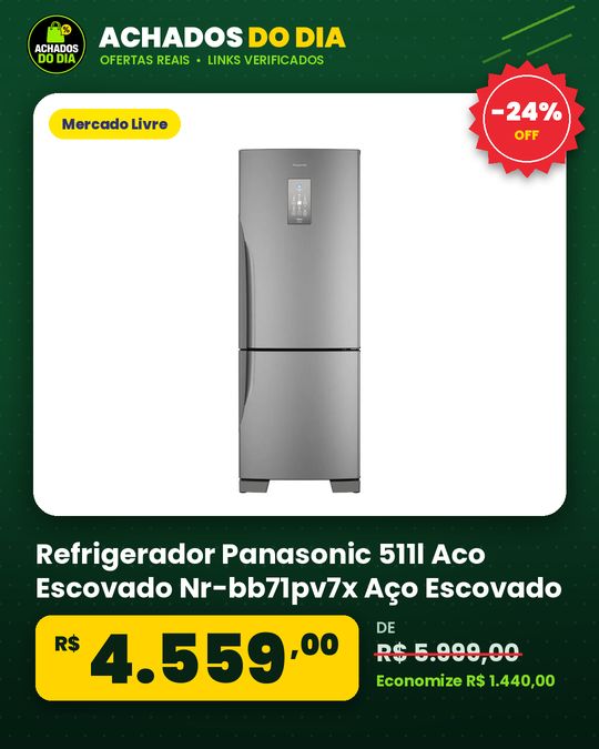 Refrigerador Panasonic 511l Aco Escovado Nr-bb71pv7x Aço Escovado