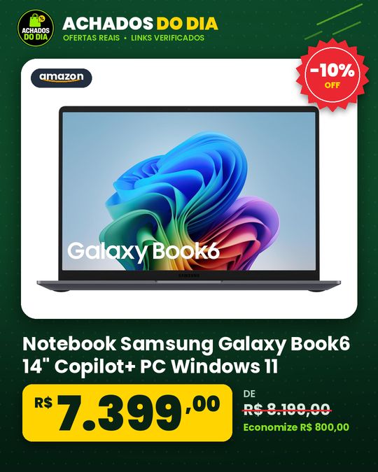 Notebook Samsung Galaxy Book6 14" Copilot+ PC Windows 11 Home Ultra 5 16GB 512GB SSD 1.43 kg