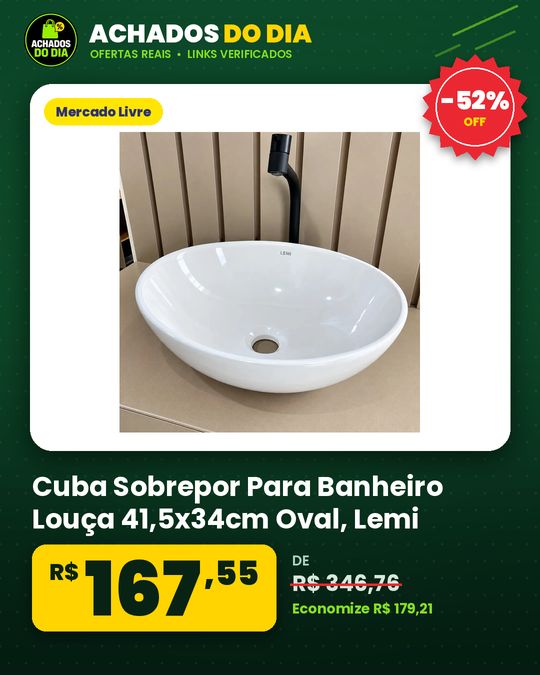 Cuba Sobrepor Para Banheiro Louça 41,5x34cm Oval - Lemi