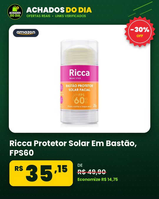 Ricca, Protetor Solar Em Bastão, FPS60