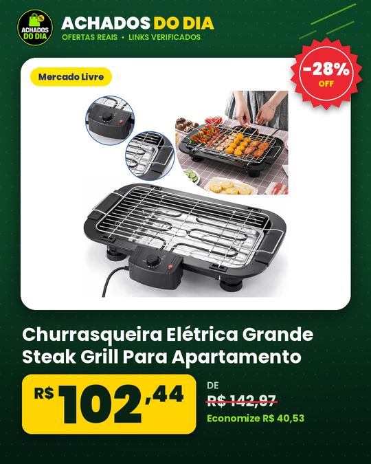 Churrasqueira Elétrica Grande Steak Grill Para Apartamento 220v Sem Fumaça Preto - Aero Home