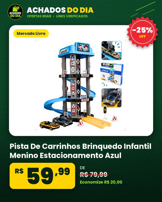 Pista De Carrinhos Brinquedo Infantil Menino Estacionamento Azul