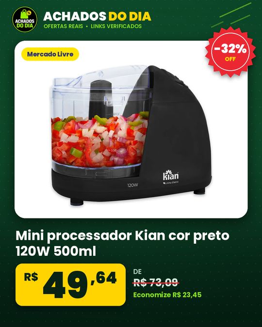 Mini processador Kian cor preto 120W 500ml