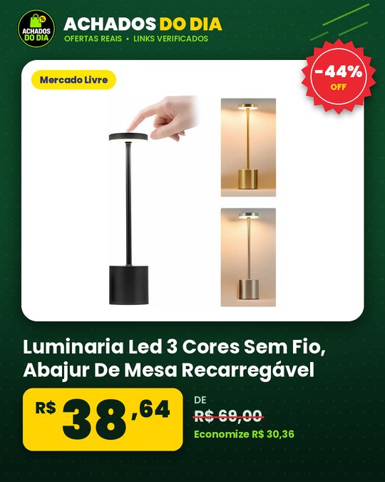 Luminaria Led 3 Cores Sem Fio | Abajur De Mesa Recarregável