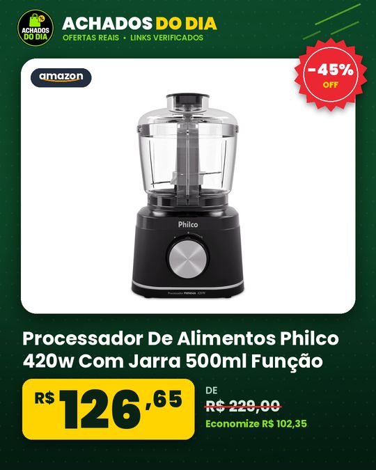 Processador De Alimentos Philco 420w Com Jarra 500ml Função Pulsar E Trava De Segurança Preto Pmn04a 127v