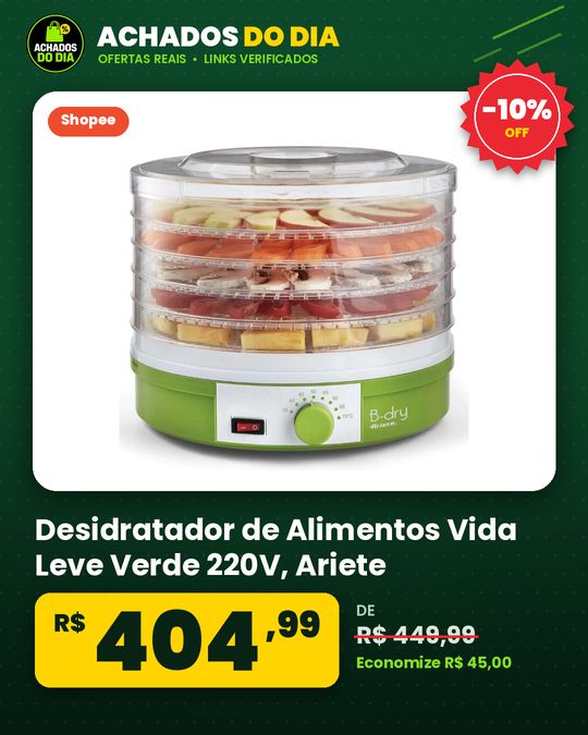 Desidratador de Alimentos Vida Leve Verde 220V - Ariete