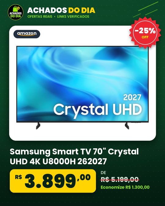 Samsung Smart TV 70" Crystal UHD 4K U8000H 262027, Vision AI Companion, Modo Estádio, Xbox Cloud Gaming