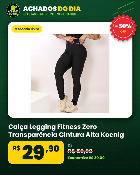 Calça Legging Fitness Zero Transparência Cintura Alta Koenig