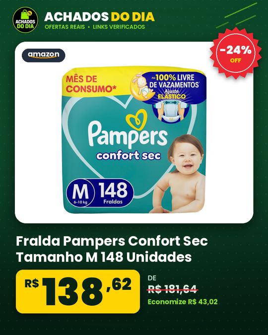 Fralda Pampers Confort Sec Tamanho M 148 Unidades