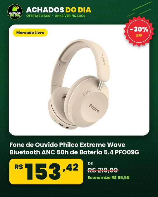 Fone de Ouvido Philco Extreme Wave Bluetooth ANC 50h de Bateria 5.4 PFO09G