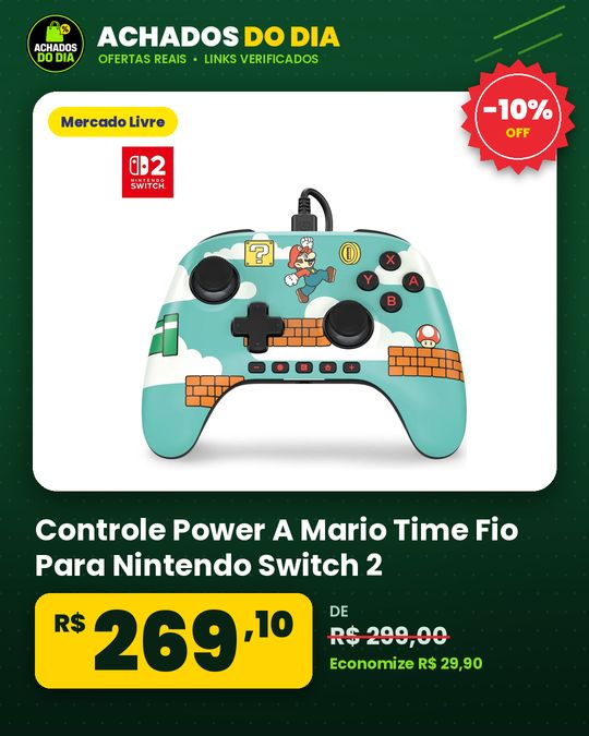Controle Power A Mario Time Fio Para Nintendo Switch 2
