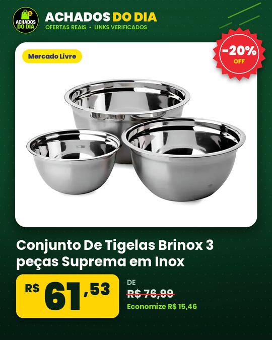 Conjunto De Tigelas Brinox 3 peças Suprema em Inox