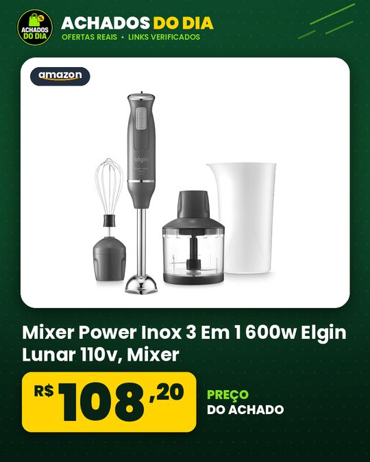 Mixer Power Inox 3 Em 1 600w Elgin Lunar 110v - Mixer, Triturador E Batedor