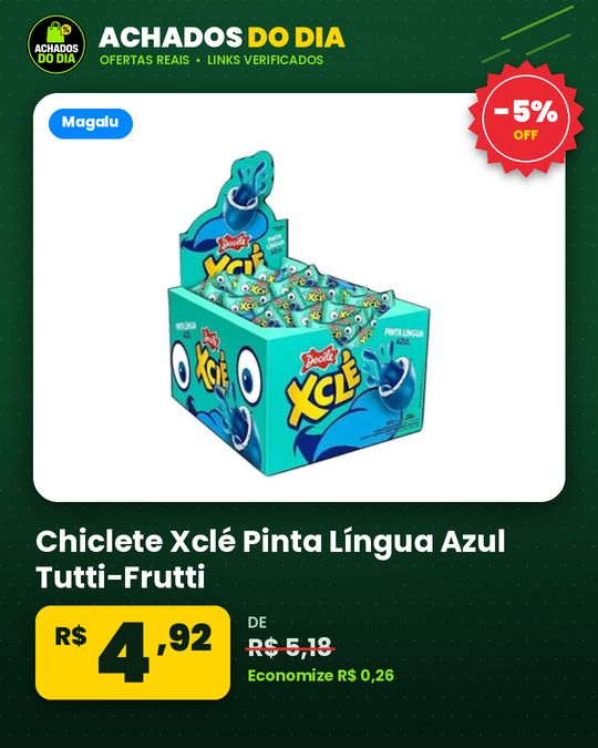 Chiclete Xclé Pinta Língua Azul Tutti-Frutti