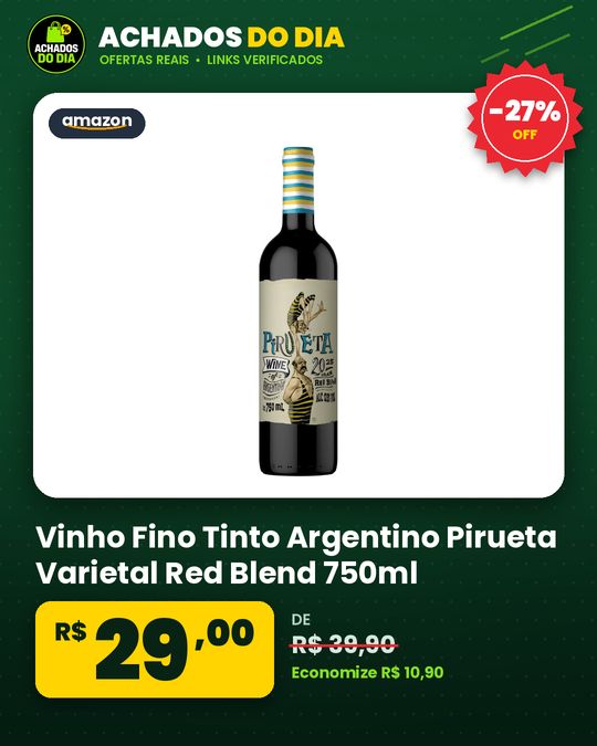 Vinho Fino Tinto Argentino Pirueta Varietal Red Blend 750ml
