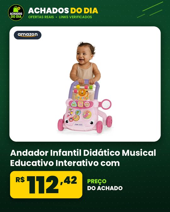 Andador Infantil Didático Musical Educativo Interativo com Reservatório de Água (Rosa)