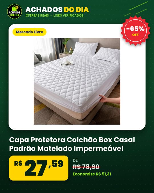 Capa Protetora Colchão Box Casal Padrão Matelado Impermeável
