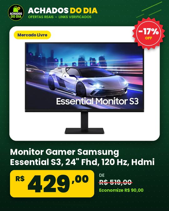 Monitor Gamer Samsung Essential S3, 24" Fhd, 120 Hz, Hdmi, Preto