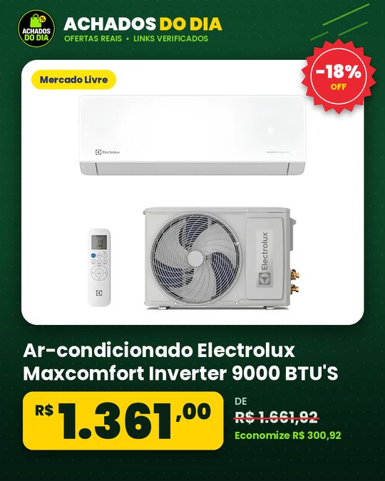 Ar-condicionado Electrolux Maxcomfort Inverter 9000 BTU'S