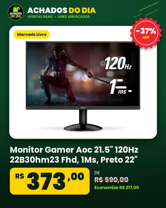Monitor Gamer Aoc 21.5" 120Hz 22B30hm23 Fhd, 1Ms, Preto 22"