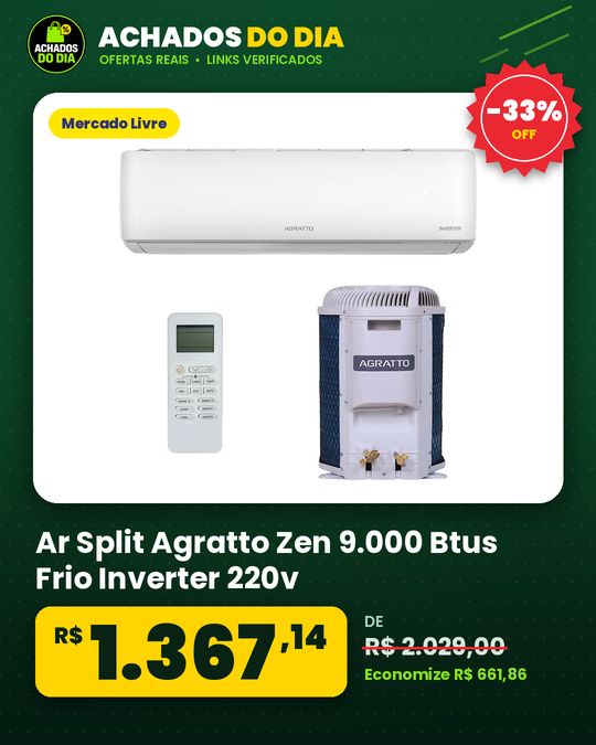Ar Split Agratto Zen 9.000 Btus Frio Inverter 220v