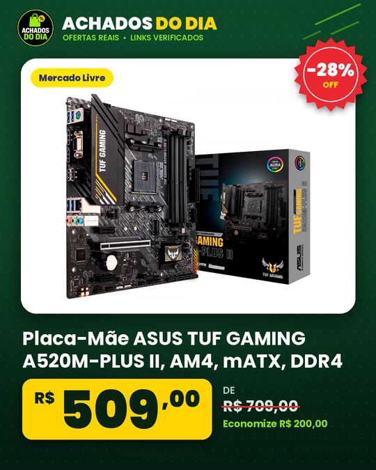 Placa-Mãe ASUS TUF GAMING A520M-PLUS II, AM4, mATX, DDR4