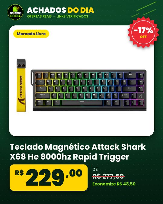 Teclado Magnético Attack Shark X68 He 8000hz Rapid Trigger Cor De Teclado Preto