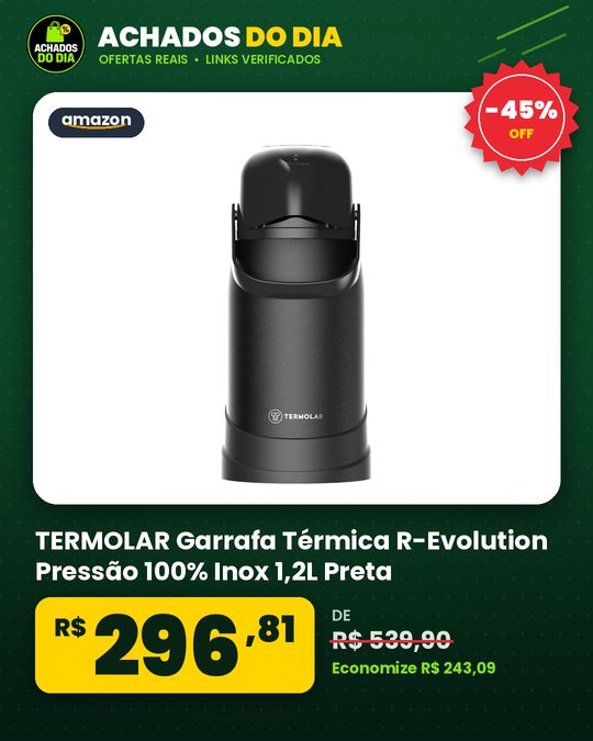 TERMOLAR Garrafa Térmica R-Evolution Pressão 100% Inox 1,2L Preta