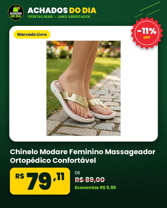 Chinelo Modare Feminino Massageador Ortopédico Confortável
