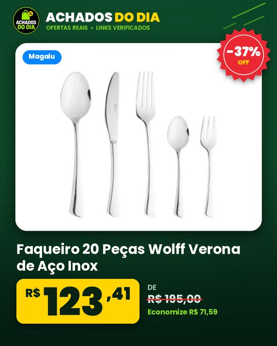 Faqueiro 20 Peças Wolff Verona de Aço Inox