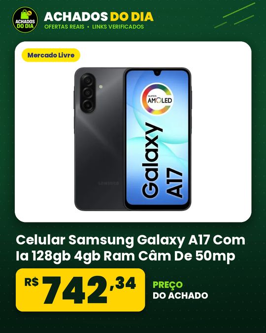 Celular Samsung Galaxy A17 Com Ia 128gb 4gb Ram Câm De 50mp Tela De 6.7" Nfc Ip54 - Preto