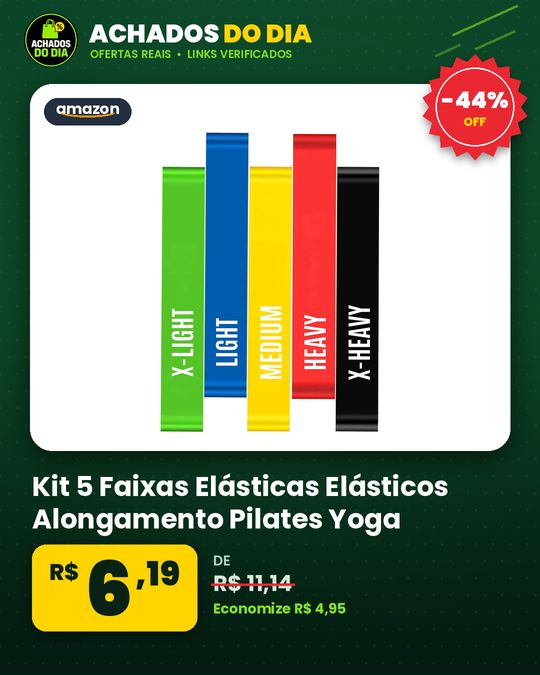 Kit 5 Faixas Elásticas Elásticos Alongamento Pilates Yoga Exercícios Condicionamento Físico Yoga Saúde