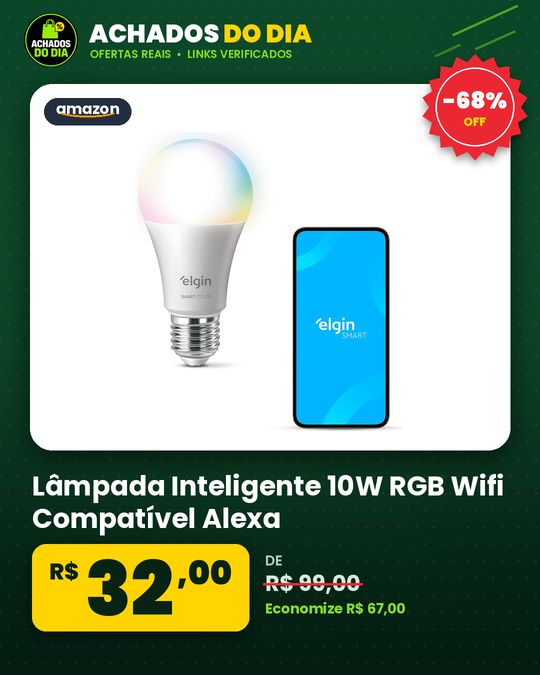 Lâmpada Inteligente 10W RGB Wifi Compatível Alexa