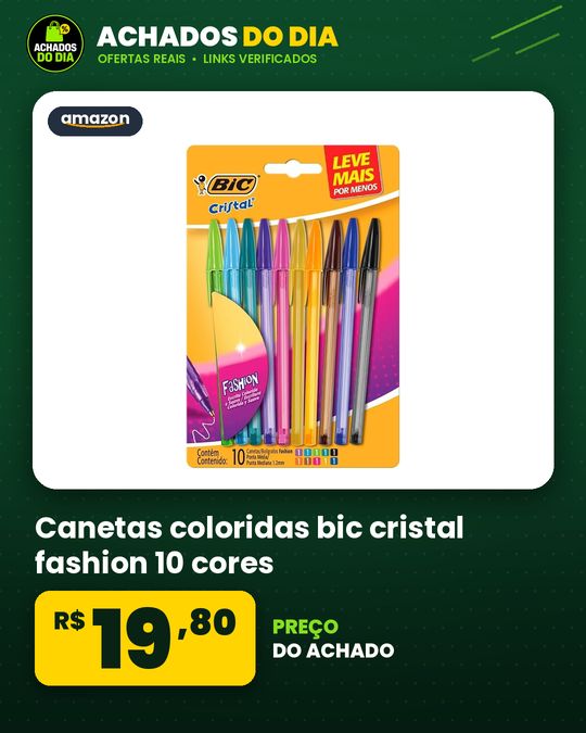 Canetas coloridas bic cristal fashion 10 cores