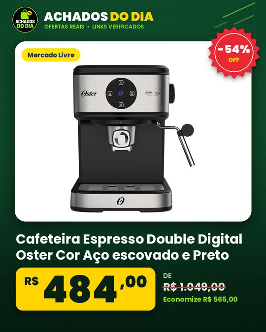 Cafeteira Espresso Double Digital Oster Cor Aço escovado e Preto