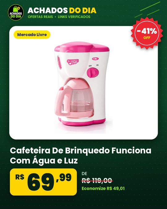 Cafeteira De Brinquedo Funciona Com Água e Luz