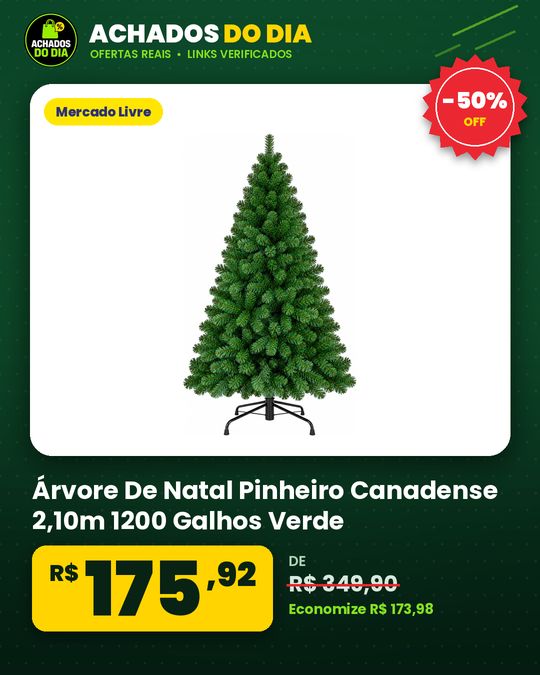 Árvore De Natal Pinheiro Canadense 2,10m 1200 Galhos Verde