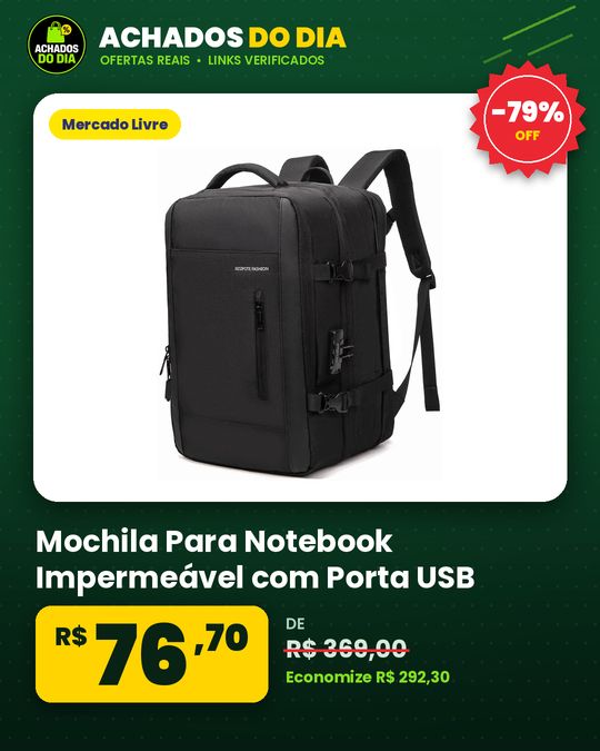 Mochila Para Notebook Impermeável com Porta USB