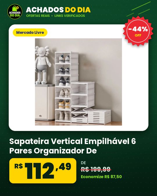 Sapateira Vertical Empilhável 6 Pares Organizador De Calçados Modular Branco Caixa de Tênis Fácil Montagem
