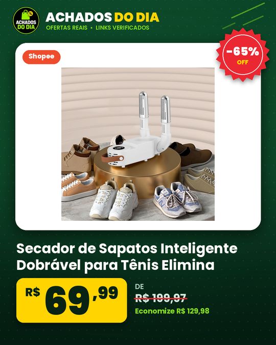 Secador de Sapatos Inteligente Dobrável para Tênis Elimina Umidade e Mau Odor