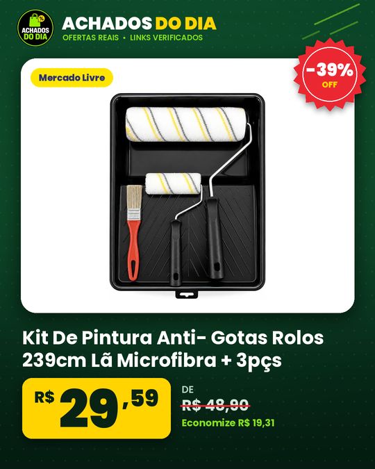 Kit De Pintura Anti- Gotas Rolos 239cm Lã Microfibra + 3pçs
